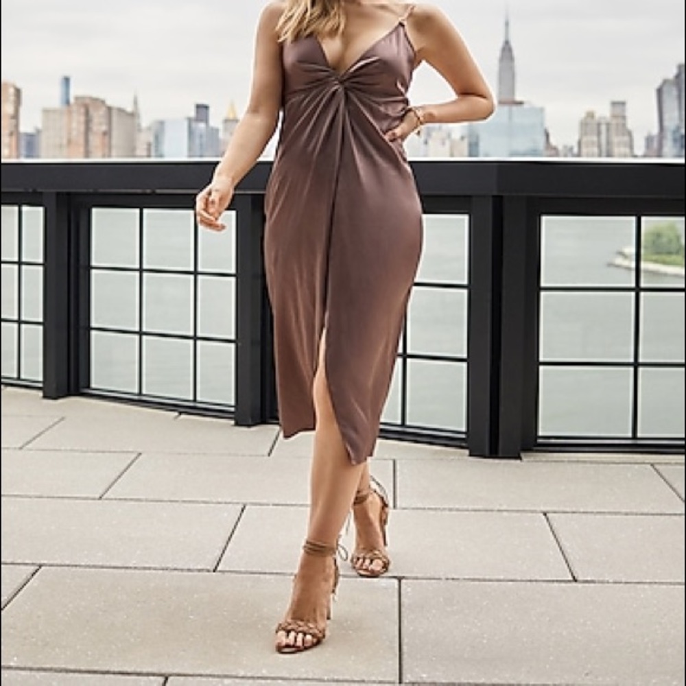 Express satin dress in a medium can be worn to any special occasion.